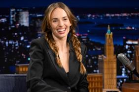 Maya Hawke's Lace Bra Peeks Through Low-Cut Prada Suit