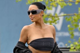 Kim Kardashian’s Tube Top Matches Balenciaga Jacket & NikeSkims Rift
