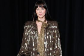 Dakota Johnson Is a Chic Mob Wife in Valentino Micro Shorts & Sheer Tights