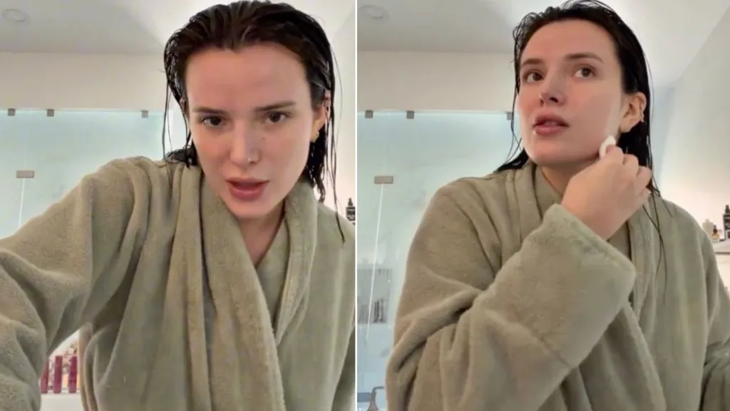 Bella Thorne Wears Nothing but a Robe in GRWM Video