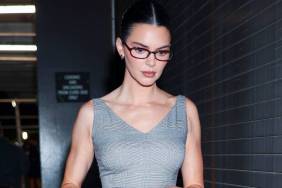 Kendall Jenner's Strapless Crop Top & Pants Provide Subtle Peek of Abs