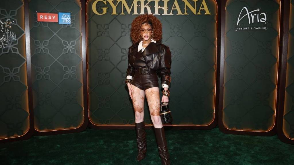 Winnie Harlow’s Retrofete Leather Jacket & Micro Shorts Look Is a Winner