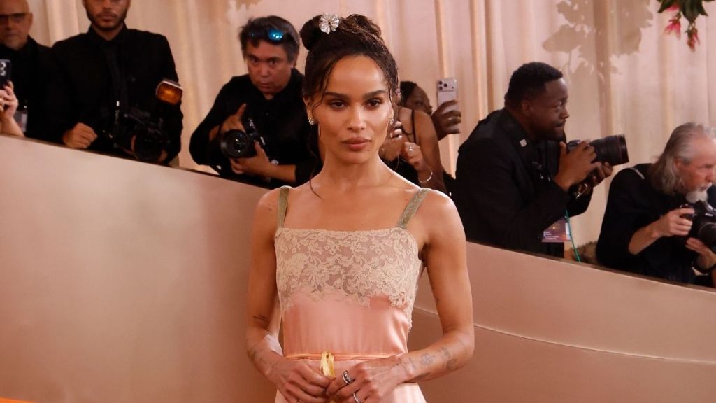 Zoë Kravitz in Saint Laurent Slip Dress Serves Lingerie Vibes