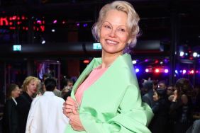 Pamela Anderson Wears a Bathrobe & Jumps on the Bed After Bob Debut