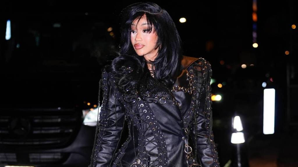 Cardi B’s Sheer Minidress Commands Attention at Super Bowl Party