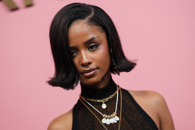 Tyla Commands Courtside Attention in Lacy Rowen Rose Bodysuit