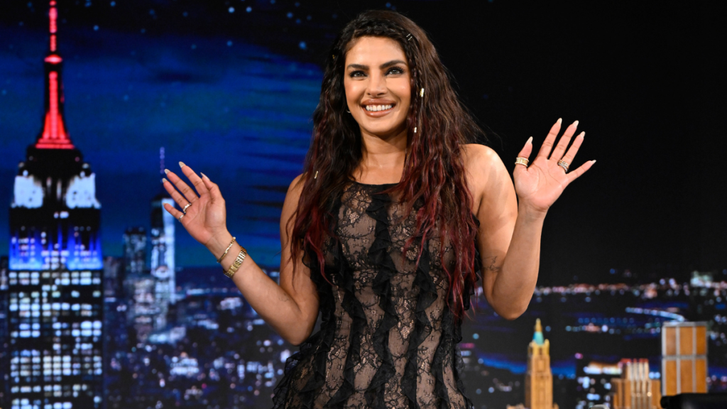Priyanka Chopra’s Fully Sheer Epuzer Dress Is All Lace for ‘Tonight Show’