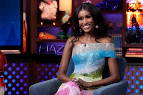 Chanel Ayan in a colorful, sparkling dress on Watch What Happens Live