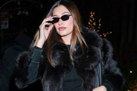 Hailey Bieber Wears Fur Coat as Minidress for Rhode Campaign