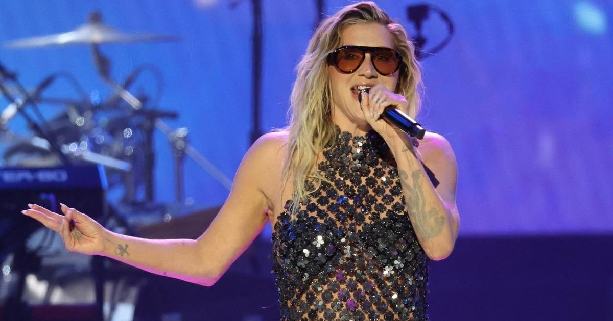 Kesha Keeps It Bold in a Sheer Metallic Dress Amid Her Tour