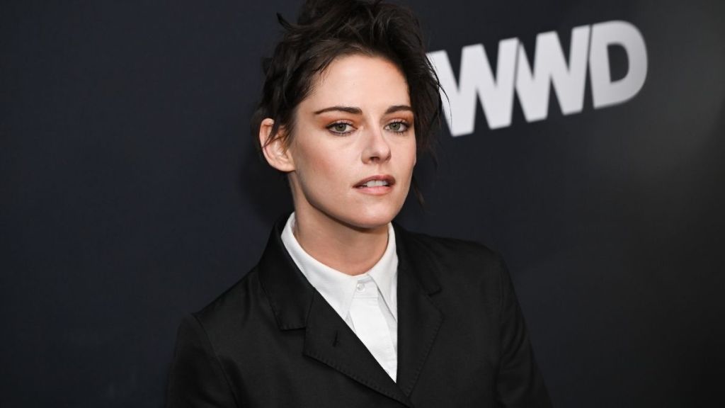 Kristen Stewart Models Bold Shirt & Sheer Tights for Architectural Digest