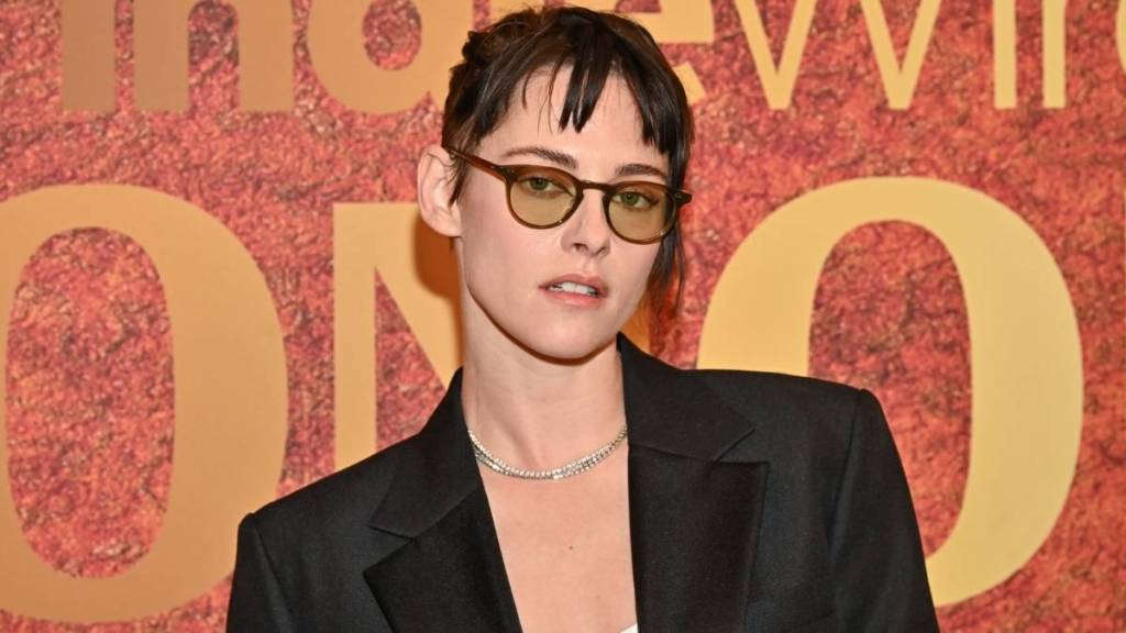 Kristen Stewart Wears Chanel Bralette & Sheer Tights Combo for Architectural Digest