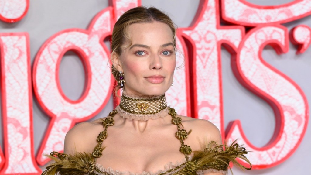 Margot Robbie Wows in Corset Dress With Bold Neck for Graham Norton Show