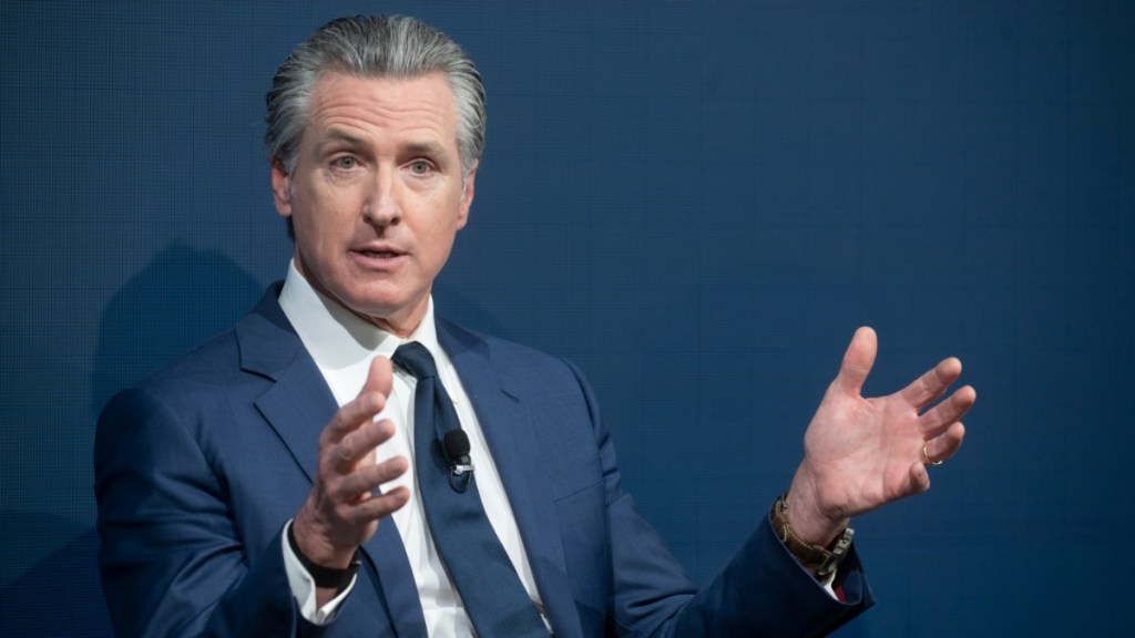 Gavin Newsom Says Donald Trump Is 'Temporary' at Conference