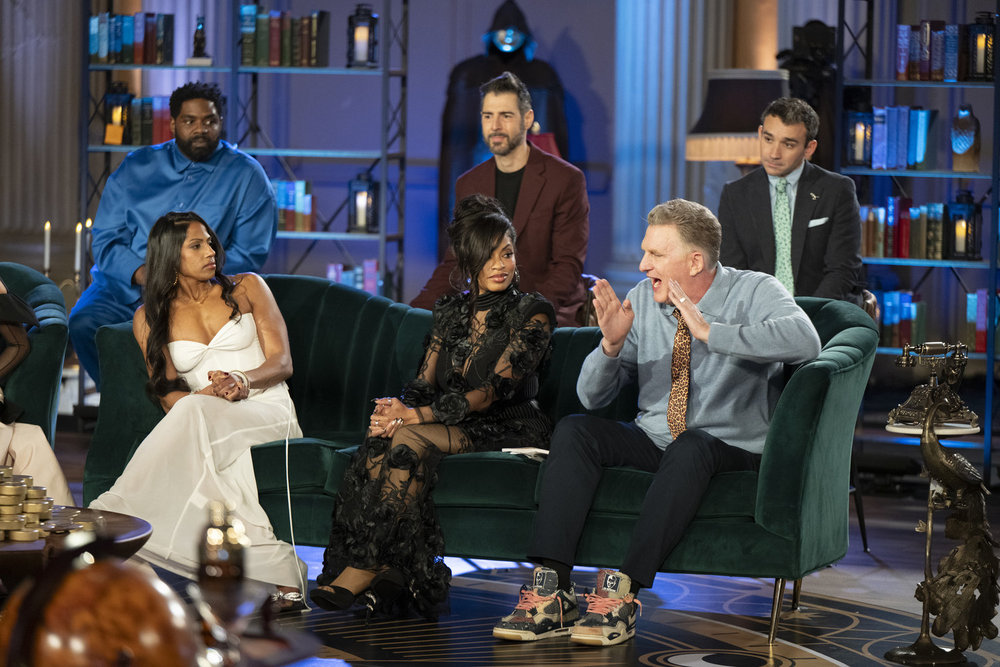 Ron Funches, Natalie Anderson, Tiffany Mitchell, Rob Cesternino, Michael Rapaport, Ian Terry at The Traitors reunion 