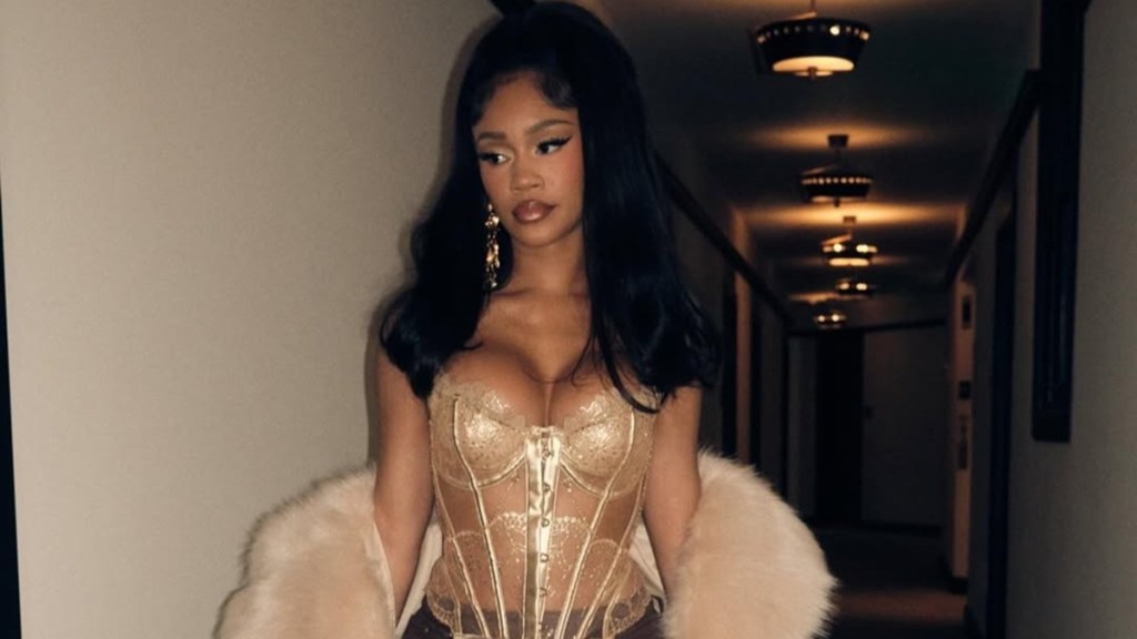 Saweetie’s Super Bowl Look Features a Completely Sheer Corset