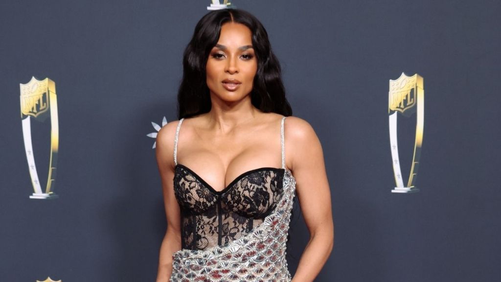 Ciara's Sheer Valdrin Sahiti Lace Dress Hangs on by Just 2 Strings