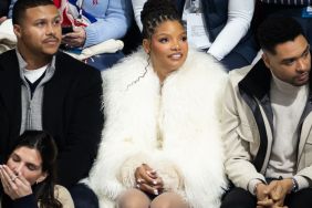 Halle Bailey Pairs Retrofete Micro Shorts With the Coziest Fur Coat