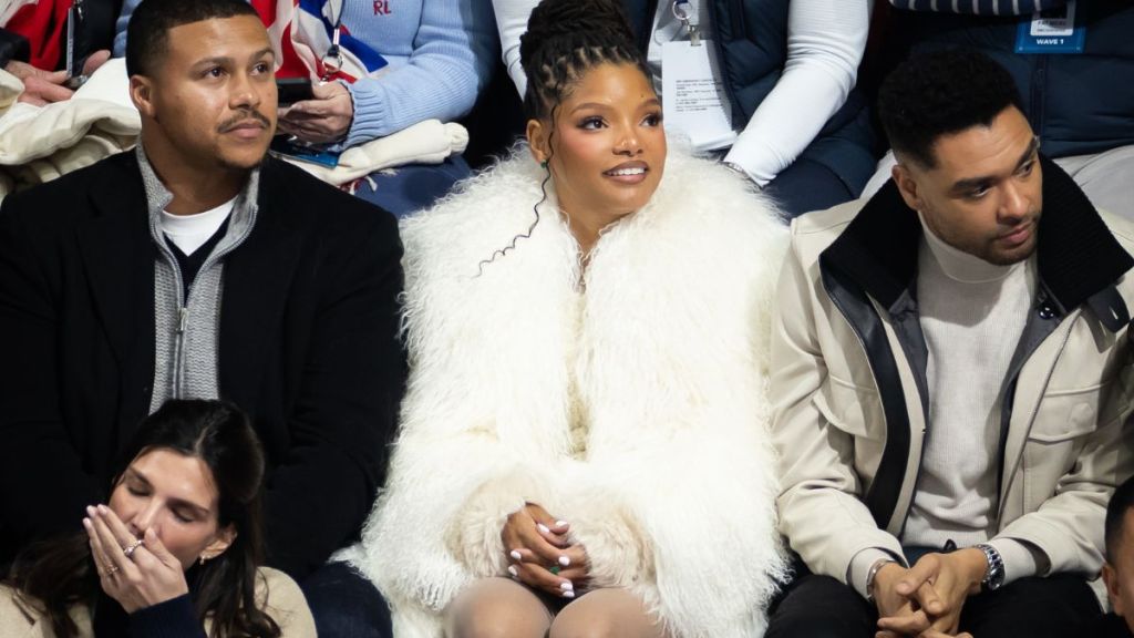 Halle Bailey Pairs Retrofete Micro Shorts With the Coziest Fur Coat