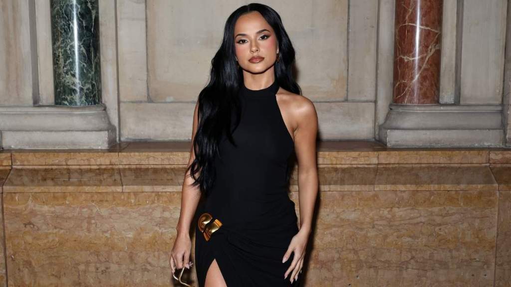 Becky G's Fully Sheer Amiri Dress Features Super Bold High Slit