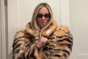 Alix Earle Wears Huge Gucci Fur Coat as Micro Minidress & Chain as Belt