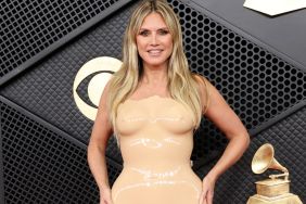 Heidi Klum Is One With Molded Marina Hoermanseder Leather Dress for Grammys
