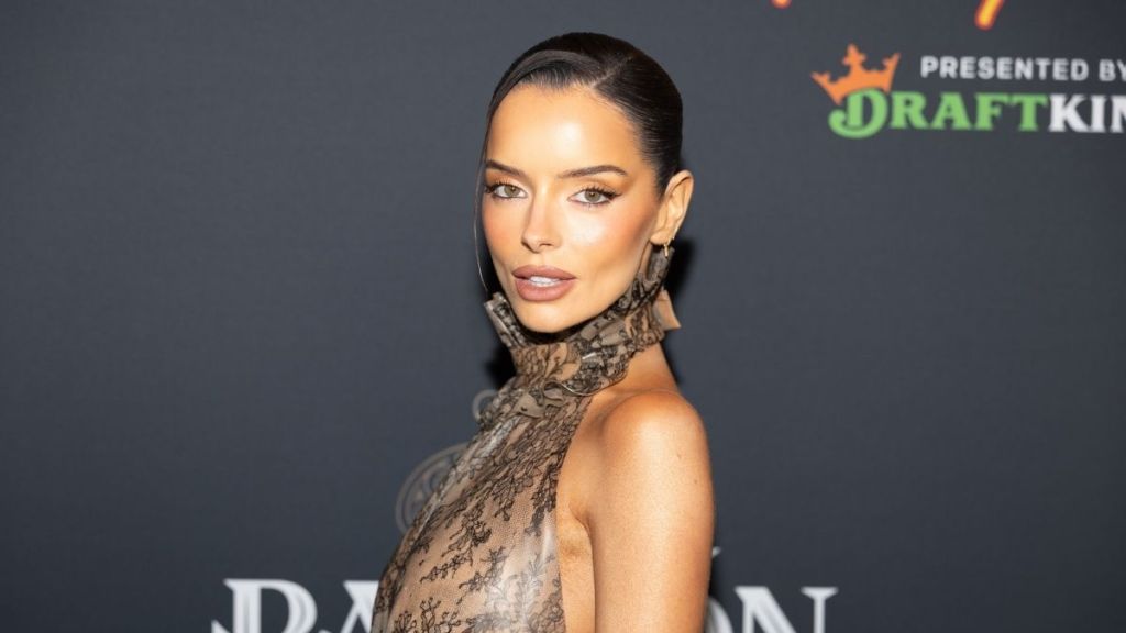 Maura Higgins Turns Heads in Backless Latex Sheer Illusion Dress