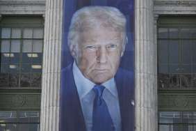 Large Donald Trump Banner Appears at DOJ Headquarters