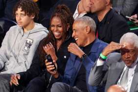 Barack Obama Seemingly Saves Michelle Obama from Basketball at NBA Game