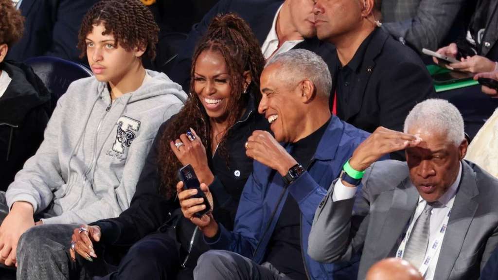 Barack Obama Seemingly Saves Michelle Obama from Basketball at NBA Game