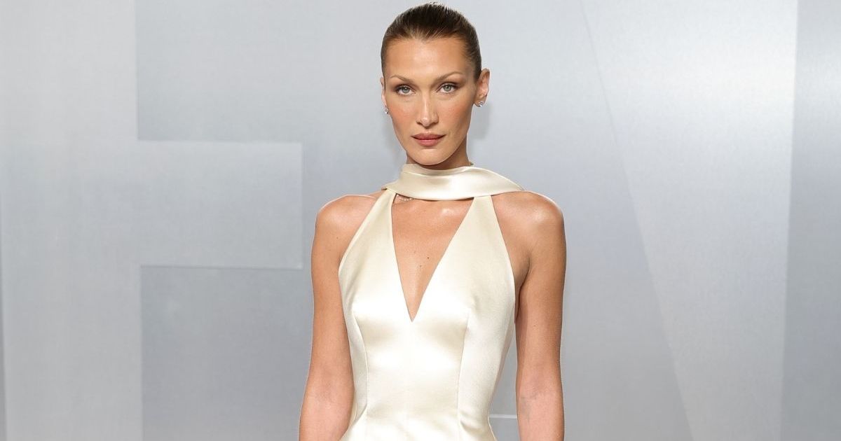 Bella Hadid’s V-Neck Look Brings Instant Drama to Oscar Party