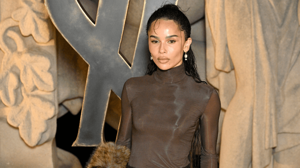 Zoe Kravitz Gives Slip Dresses a Respite in Monochromatic Saint Laurent Look
