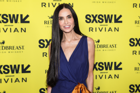 Demi Moore's Saint Laurent Dress Features Ridiculously High Slit & Bows