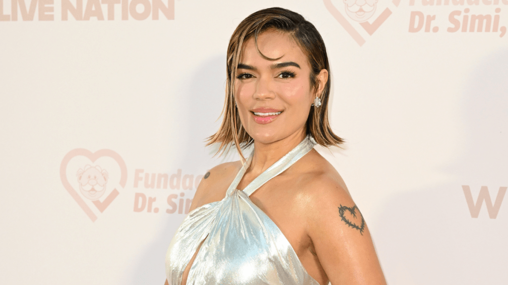 Karol G's Liquid Silver Celia Kritharioti Gown Boasts Daring Side Cut-Out