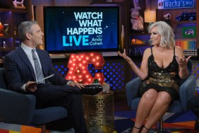 Andy Cohen and Margaret Josephs sitting across from each other on Watch What Happens Live