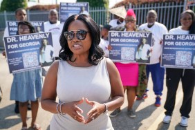 Dr. Heavenly Kimes standing in front of her campaign supporters
