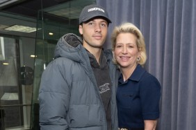 Rob Rausch and Dorinda Medley posing at SiriusXM studios