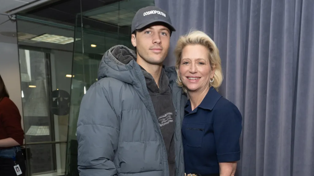 Rob Rausch and Dorinda Medley posing at SiriusXM studios