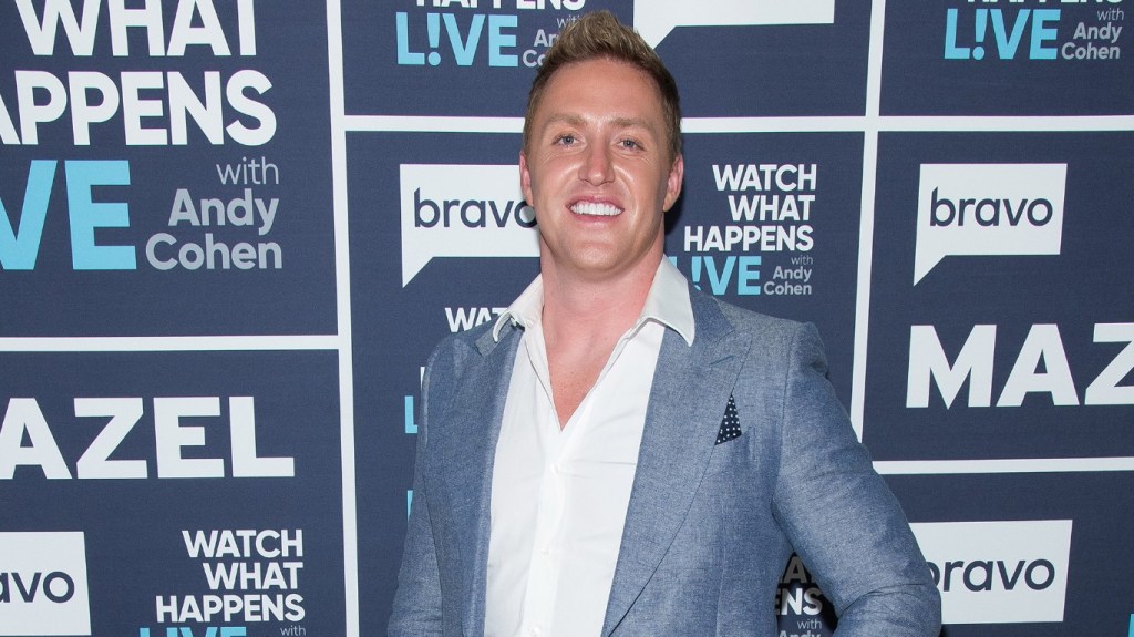 Kroy Biermann in a blue blazer backstage at Watch What Happens Live