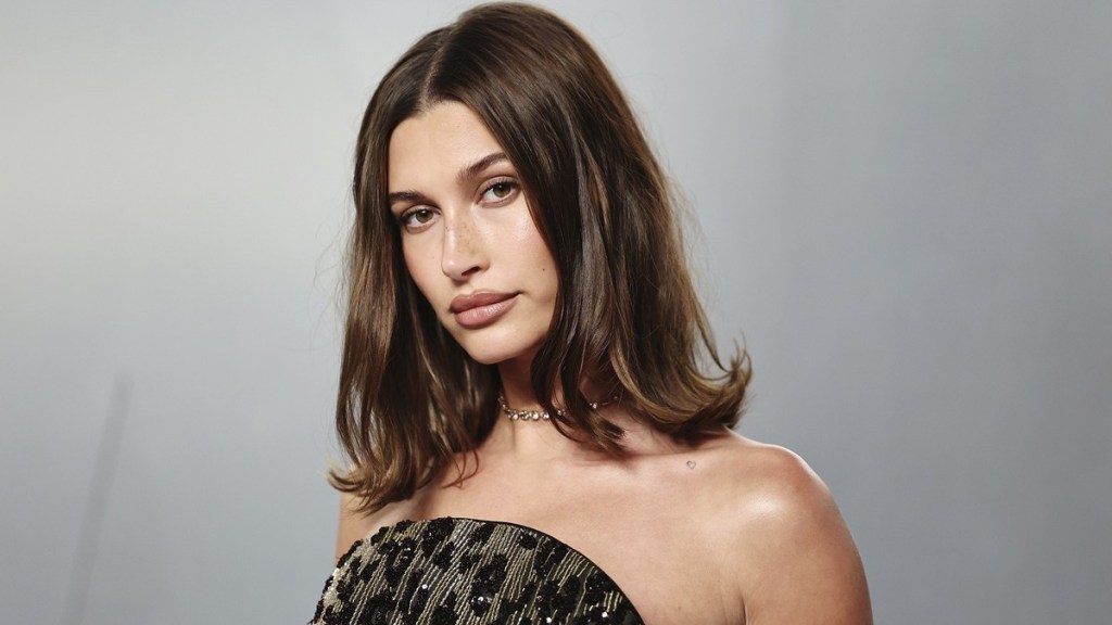 Hailey Bieber Steps Out in Striking Strapless Dress at Vanity Fair Oscar Party