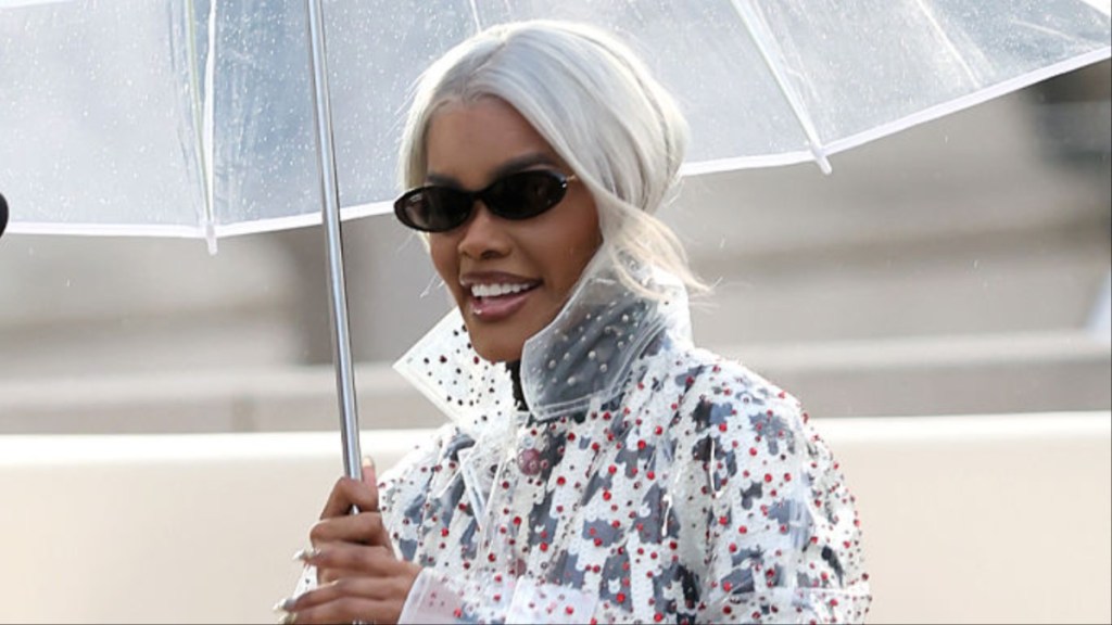 Teyana Taylor's Fully See-Through Chanel Coat Perfectly Matches Umbrella