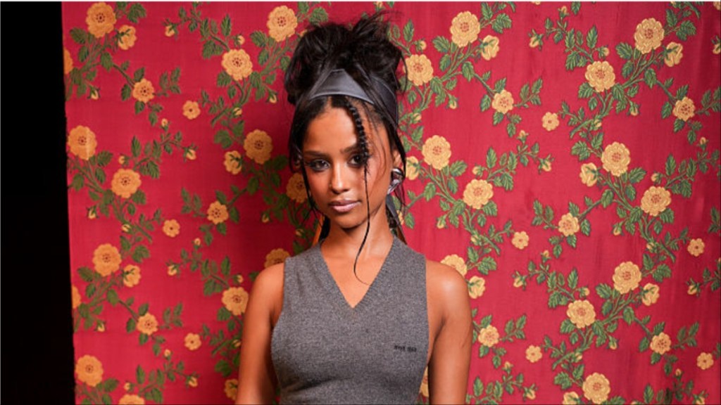 Tyla Wears Gabardine Pants Too Low for Miu Miu PFW Show