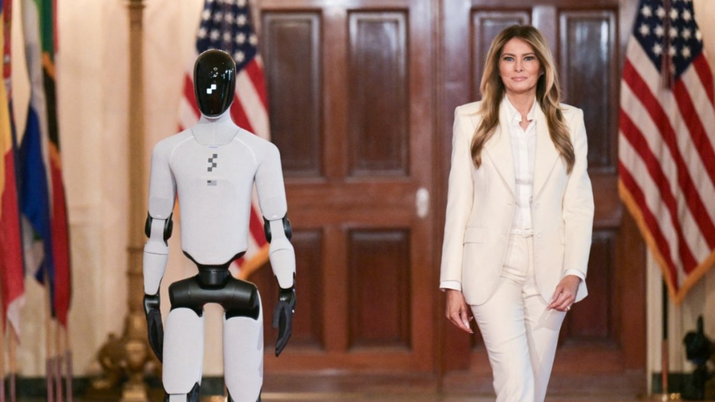 Donald Trump's Wife Walks Side-by-Side With Humanoid Robot for AI Summit