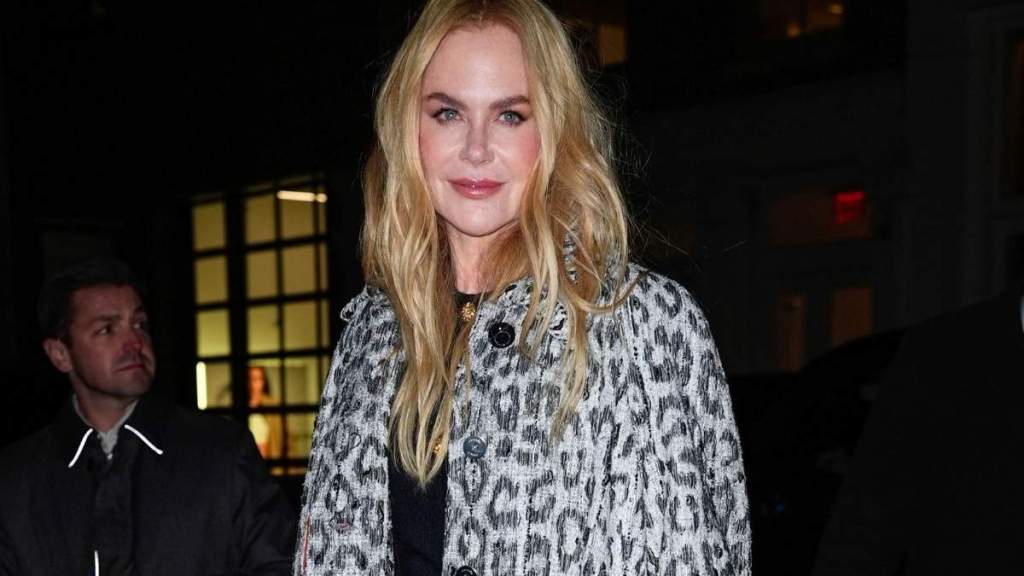 Nicole Kidman Poses in CK Shirt & Sheer Wolford Tights for Variety