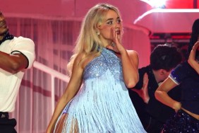 Sabrina Carpenter Keeps It Playful in Mini Shorts & Fringe Top on Stage