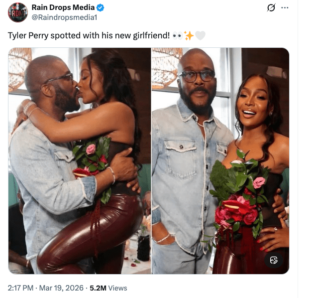 AI photo of Tyler Perry kissing Marlo Hampton