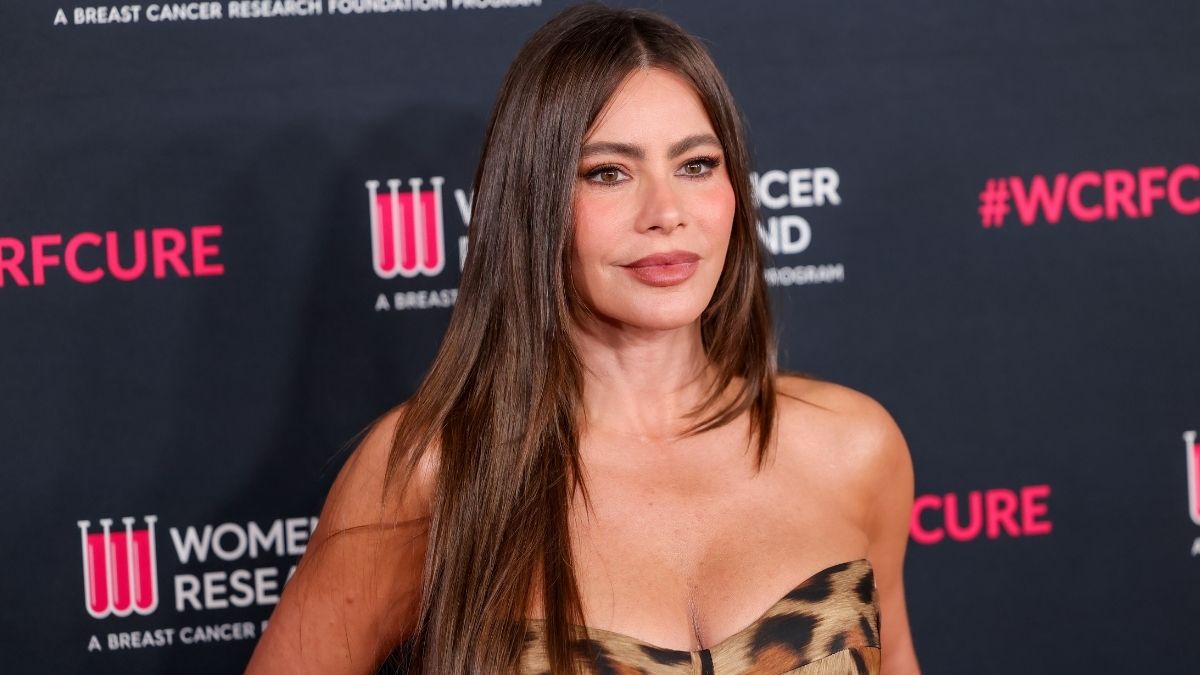 Sofia Vergara in a light-colored bikini during a Miami beach throwback photo