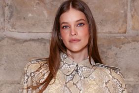 Barbara Palvin Fashions Elie Saab's Snakeskin Trench Into Chic Dress for PFW