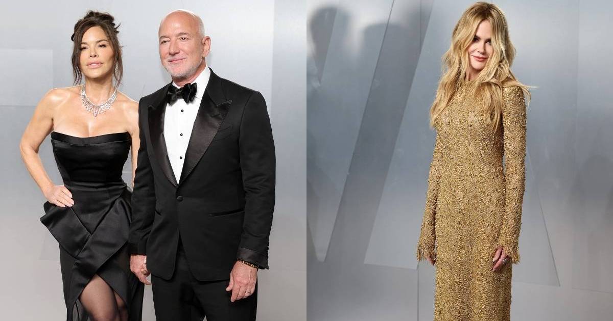 Nicole Kidman Photobombs Lauren Sanchez & Jeff Bezos at Oscars Party