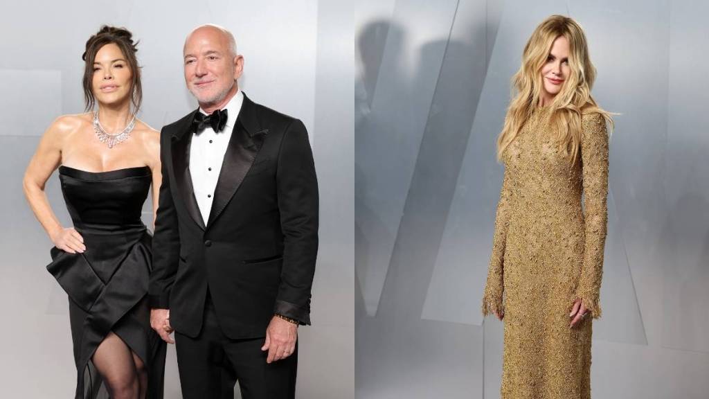 Nicole Kidman Photobombs Lauren Sanchez & Jeff Bezos at Oscars Party